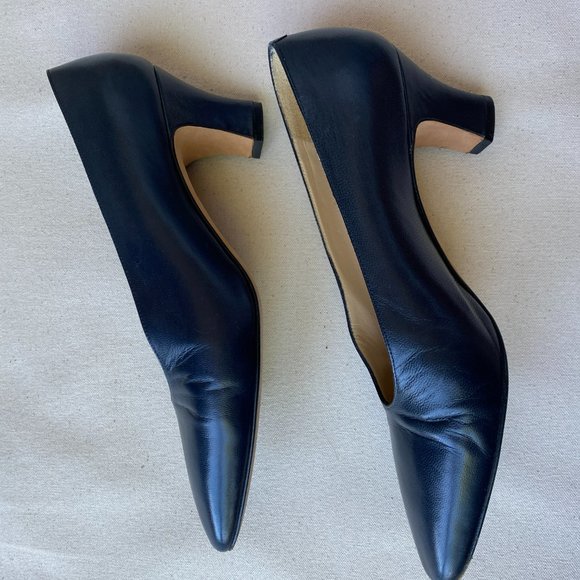 Silva Fiorentina Vintage Navy Blue Almond Toe Pumps, Size 7 - Picture 6 of 7